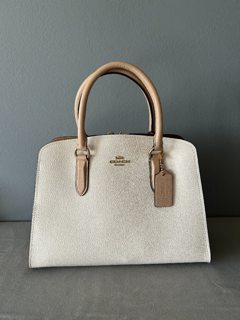 NWT Coach Channing Carryall Colorblock 76089 Chalk Cream Leather Crossbody Bag